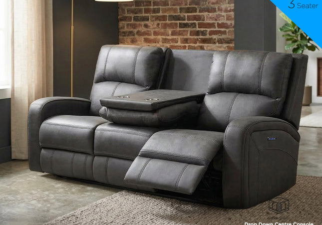 Silverton 3 Seater Fabric Electric Recliner Sofa – Grey