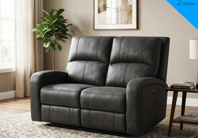 Silverton 2 Seater Fabric Electric Recliner Sofa – Grey