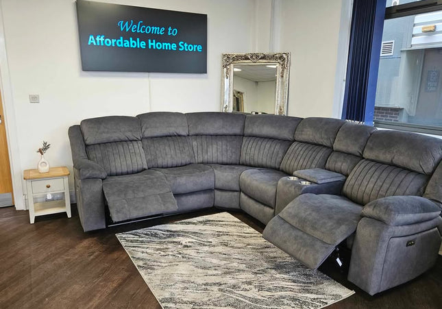 Morgan Power Recliner Corner Sofa in Slate Grey
