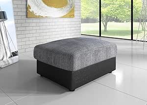 Dino Footstool - Grey, The Dino Jumbo Cord Footstool Range combines plush, deep-pile cord fabric with leather-effect trim for an elegant touch,