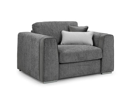 Naples Armchair - Grey, upholstered in soft chenille fabric for ultimate comfort. Featuring removable seat and back cushions with removable covers, Fabric band detail around the arm of the sofa