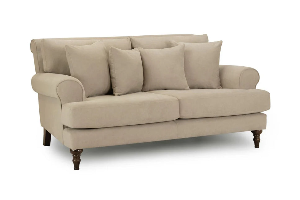 Summer 2 Seat Sofa  - beige
Featuring classically scrolled arms and gorgeously turned wooden legs, The remarkably soft, removable cushions with anti-slip panels keep your sofa looking immaculate