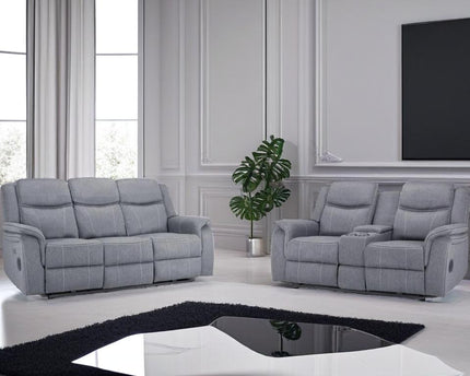 Galaxy Tech Power Recliner 3+2 Sofa Set In Grey Fabric