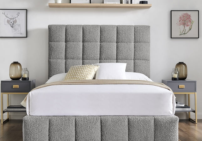 Starla Square Ottoman Bed - Double or King Size - Dove Grey Boucle