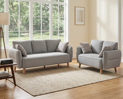 Georgia 3 Seater + 2 Seater Sofa Set – Light Grey