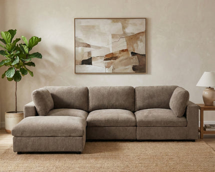 Haven Modular 3 Seater Sofa with Footstool – Hazelnut