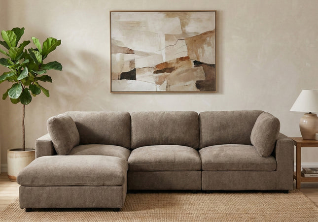 Haven Modular 3 Seater Sofa with Footstool – Hazelnut