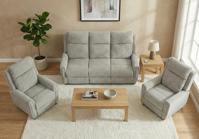 Mayfair 3 Seater + Armchair + Armchair Fixed Sofa Set – Ash