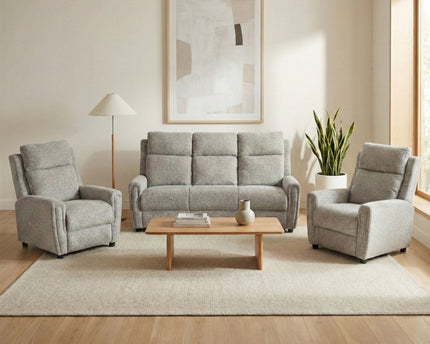 Mayfair 3 Seater + Armchair + Armchair Fixed Sofa Set – Ash