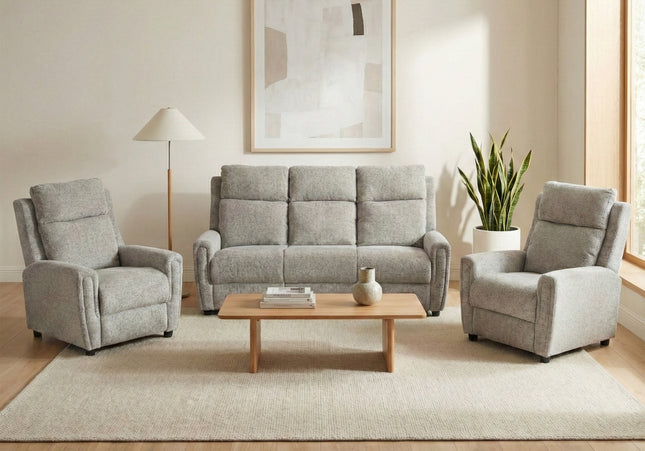 Mayfair 3 Seater + Armchair + Armchair Fixed Sofa Set – Ash