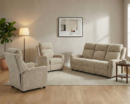 Mayfair 3 Seater + Armchair + Armchair Fixed Sofa Set – Beige