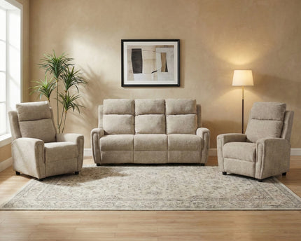 Mayfair 3 Seater + Armchair + Armchair Fixed Sofa Set – Beige