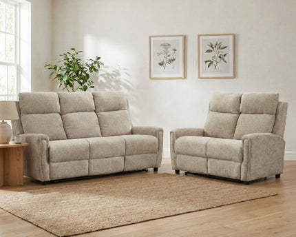 Mayfair 3 Seater + 2 Seater Fixed Sofa Set – Beige