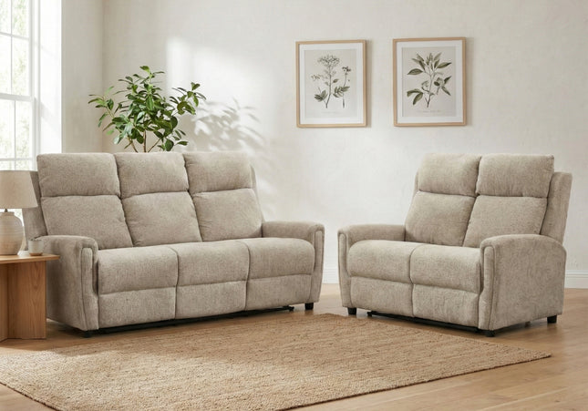 Mayfair 3 Seater + 2 Seater Fixed Sofa Set – Beige
