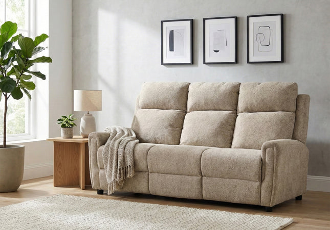 Mayfair 3 Seater Fixed Sofa – Beige