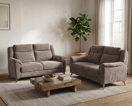 Monroe Fixed 3+2 Sofa Set in Stone