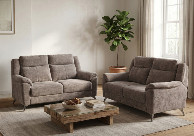 Monroe Fixed 3+2 Sofa Set in Stone