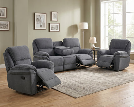 Belmont 3 Seater + Armchair + Armchair Manual Recliner Sofa Set – Dark Grey