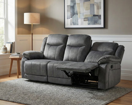 Clayton 3 Seater Manual Recliner Sofa – Grey
