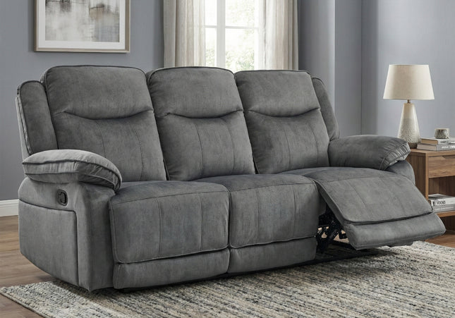 Clayton 3 Seater Manual Recliner Sofa – Grey