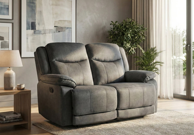 Clayton 2 Seater Manual Recliner Sofa – Grey