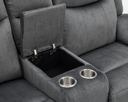 Clayton 2 Seater Manual Recliner Console Sofa – Grey