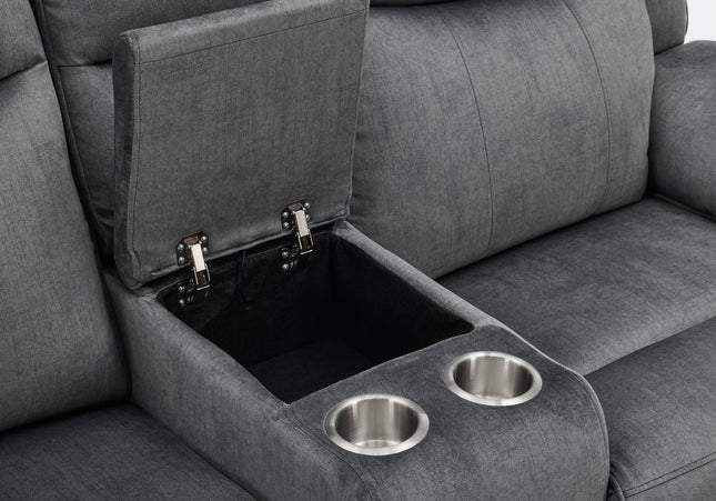 Clayton 2 Seater Manual Recliner Console Sofa – Grey