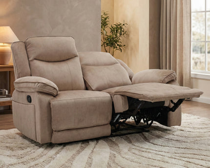 Clayton 2 Seater Manual Recliner Sofa – Light Brown