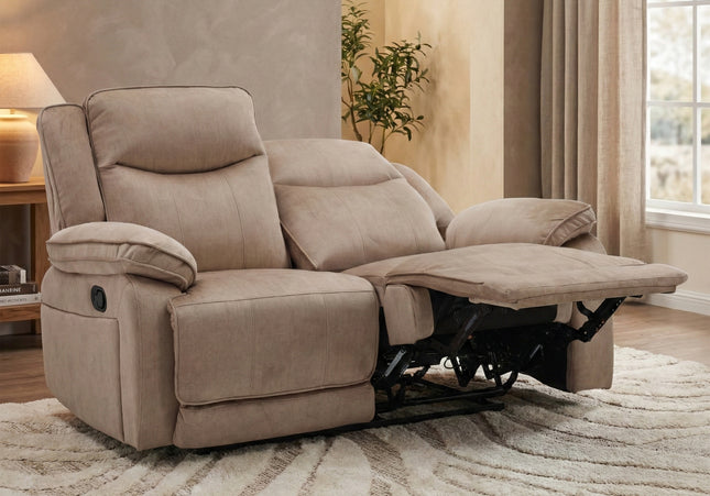 Clayton 2 Seater Manual Recliner Sofa – Light Brown