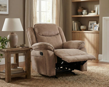 Clayton 3 Seater + Armchair + Armchair Manual Recliner Sofa Set – Light Brown