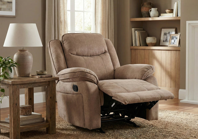 Clayton Manual Recliner Glider Armchair – Light Brown