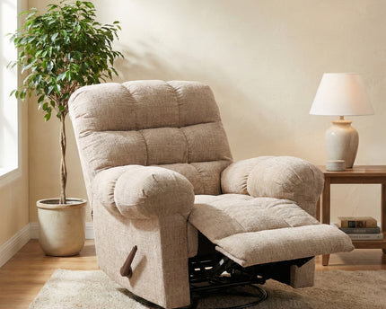 Cloud Manual Swivel Recliner Armchair – Beige
