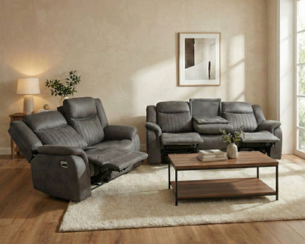 Darlington 3 Seater + 2 Seater Manual Recliner Sofa Set – Slate Grey