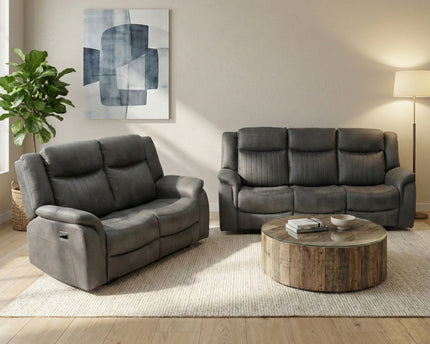 Darlington 3 Seater + 2 Seater Manual Recliner Sofa Set – Slate Grey