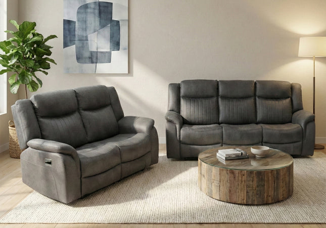 Darlington 3 Seater + 2 Seater Manual Recliner Sofa Set – Slate Grey