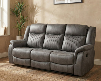 Darlington 3 Seater + Armchair + Armchair Manual Recliner Sofa Set – Slate Grey