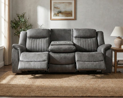 Darlington 3 Seater Manual Recliner Sofa – Slate Grey