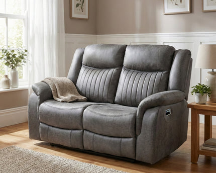Darlington 2 Seater Manual Recliner Sofa – Slate Grey