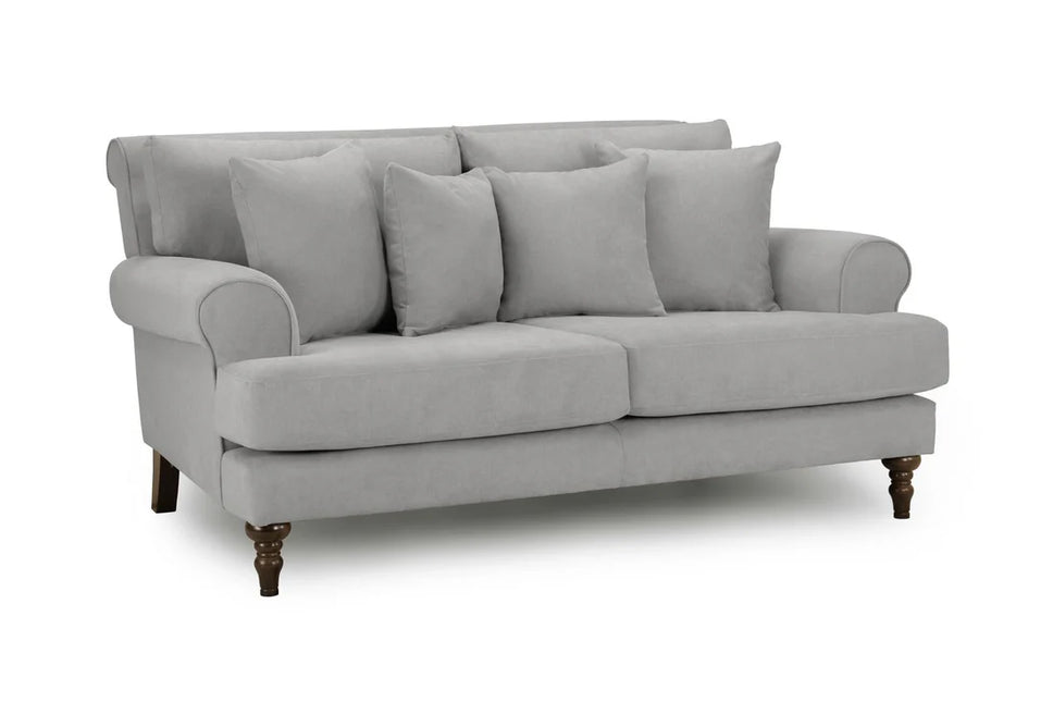 Summer  2 Seat Sofa  - Grey
Featuring classically scrolled arms and gorgeously turned wooden legs, The remarkably soft, removable cushions with anti-slip panels keep your sofa looking immaculate