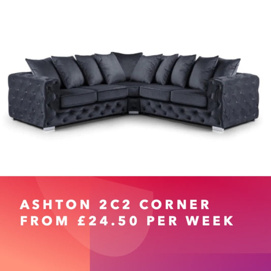 Ashton Deep Button 2c2 Corner Sofa - Slate