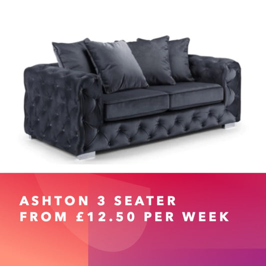 Ashton Deep Button 3 Seat Sofa - Slate