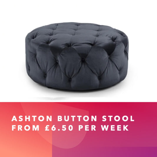 Ashton Deep Button Round Footstool - Slate
