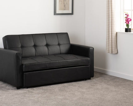 Black sofa bed with button detail