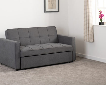 Gray sofa bed with button detail