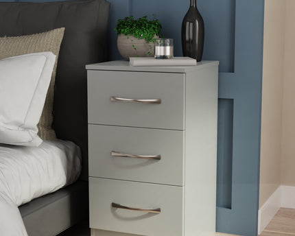 Avon 3 Drawer Bedside Table in Dusk Grey