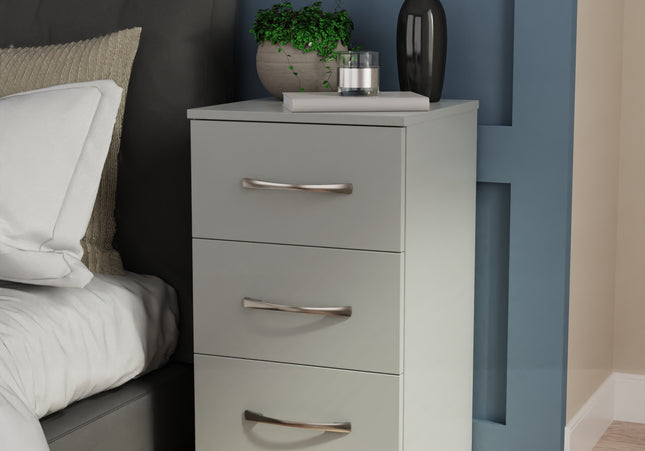Avon 3 Drawer Bedside Table in Dusk Grey