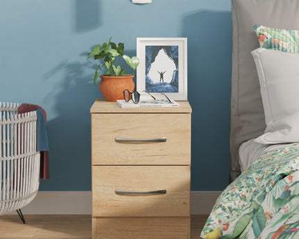 Avon 2 Drawer Bedside Cabinet in Nebraska Oak