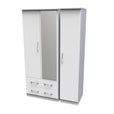 White / Triple 2 Drawer With Mirror Wardrobe