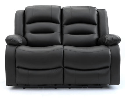 Alva black leather electric power reclining two seater with usb port and side pockets. both seats recline