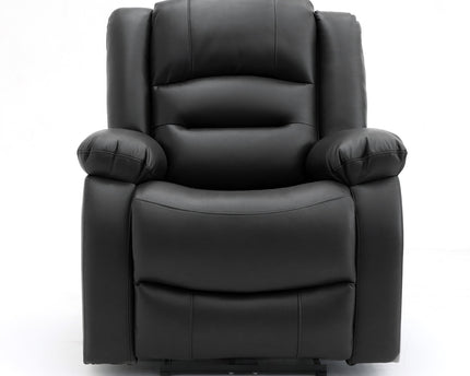Alva black leather electric power reclining chair with usb port and side pockets